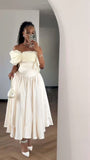 Ivory Off Shoulder A-Line Elegant Long Party Dress, HZ0319