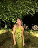 Green Backless Long Prom Dress Satin Evening Dress, HZ0319