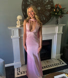 Pink Backless Mermaid Long Prom Dress Formal Evening Dress, HZ0319
