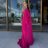 Hot Pink Ruffle Long Prom Dress Chiffon Formal Dress, HZ0319