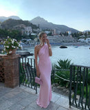 Pink One Shoulder Mermaid Long Prom Dress Bridesmaids Dresses, HZ0319