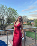 Sexy Mermaid Wine Red Long Prom Dress Evening Party Dresses, HZ0319