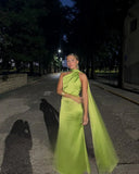 Green Halter Mermaid Long Prom Dress Satin Formal Dresses, HZ0319