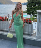 One Shoulder Sheath Green Long Prom Dress Formal Evening Dress, HZ0319