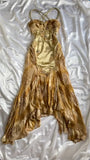 Vintage Golden Sweetheart Applique A-line Spaghetti Strap Evening Dress Prom Dresses, HZ0319