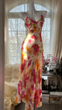 Vintage Floral A-line V-neck Spaghetti Strap Evening Dress Prom Dresses, HZ0319