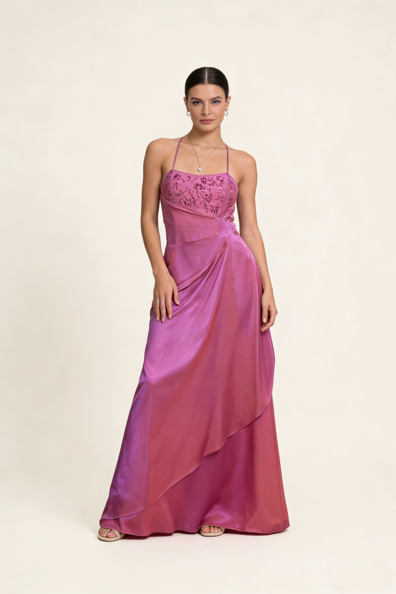 Fuchsia Spaghetti Straps A-Line Vintage Party Dress Birthday Outfits, HZ0319