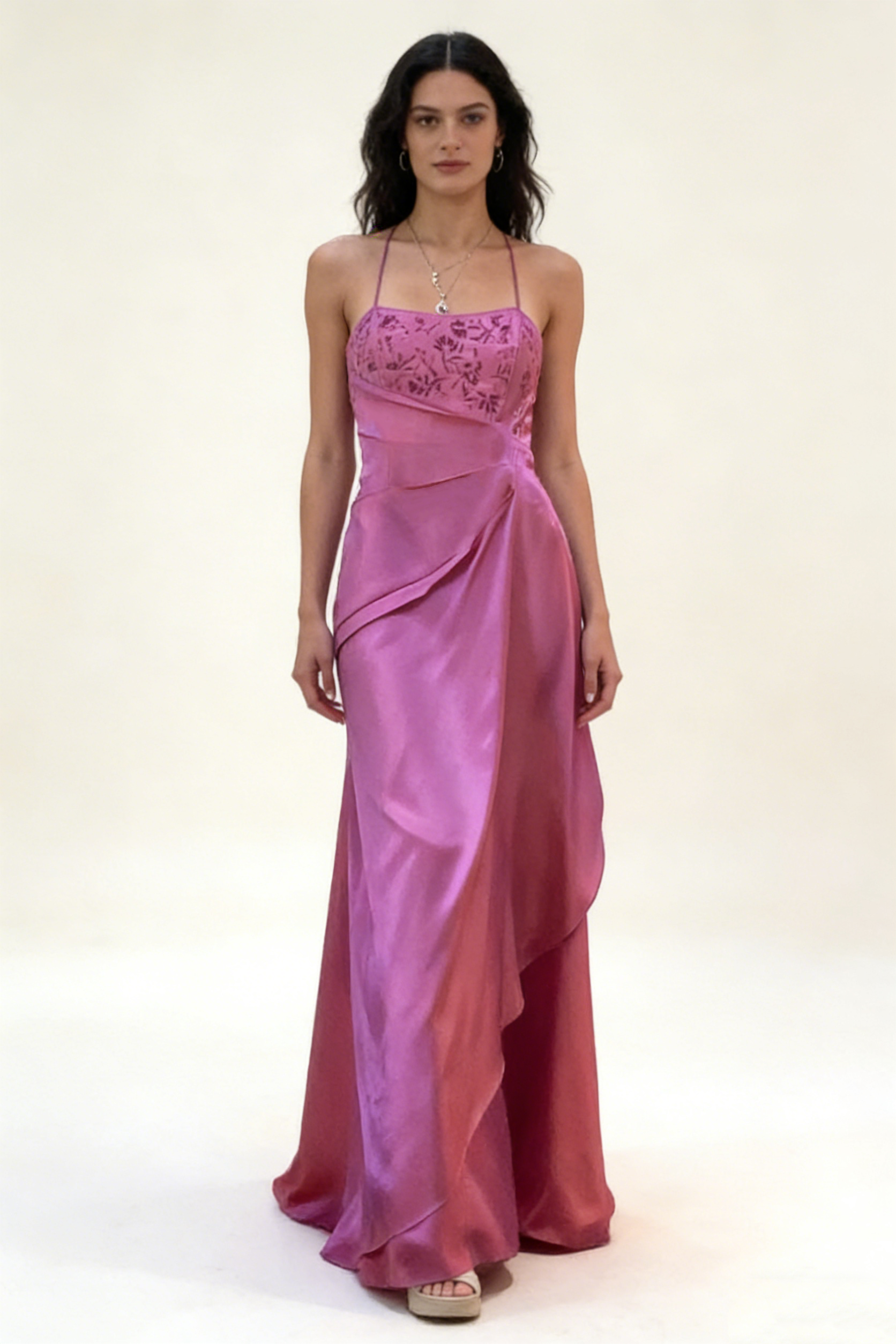 Fuchsia Spaghetti Straps A-Line Vintage Party Dress Birthday Outfits, HZ0319