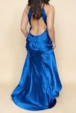 Fuchsia V Neck Sheath Vintage Long Evening Party Dress HZ0319