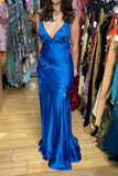 Fuchsia V Neck Sheath Vintage Long Evening Party Dress HZ0319