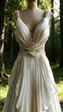 Gorgeous Straps A-Line V Neck Beading Wedding Dress Formal Evening Gown, HZ0319