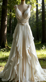 Gorgeous Straps A-Line V Neck Beading Wedding Dress Formal Evening Gown, HZ0319