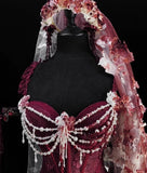 Gothic Burgundy Straps A-Line Sequins Vintage Long Evening Party Dress, HZ0319