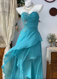 Shiny Sweeheart Shirred Tulle Swarovski Crystal Hi-Lo Prom Dress Birthday Party Dress HZ0319