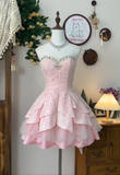 Gorgeous Sweetheart Swarovski Crystal Lace Tiered Flouncing Short Prom Dress Quinceanera Dress HZ0319