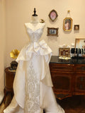 Gorgeous Sweetheart Neckline Swarovski Crystal Handmade Bowknot Train Wedding Dress Prom Dress HZ0319