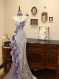 Pretty Sweetheart Neckline Sheath Mermaid Handmade Rose Ruffle Prom Dress Wedding Dress Celebrity Dress HZ0319