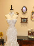 Pretty Sweetheart Neckline Sheath Tulle Embroidered Mermaid Wedding Dress HZ0319