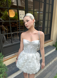 Sexy Sweetheart Neckline Sleeveless 3D Flower Party Evening Dress Short Outfits Skirt Homecoming Dress HZ0319
