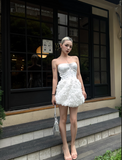 Sexy Sweetheart Neckline Sleeveless 3D Flower Party Evening Dress Short Outfits Skirt Homecoming Dress HZ0319
