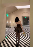 Sexy Sweetheart Neckline Leopard print Pleated Birthday Party Dress Short Outfits Dress Cocktail Dress HZ0319