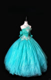 Shiny Strapless Rhinestone Tiered Tulle Ball Gown Birthday Party Evening Dress Prom Dress Quincearera Dress with Bowknot HZ0319