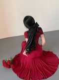 Pretty Short Sleeve Sheath Fold Ankle Length Mermaid Dress Summer Dress Party Dress Women Dress HZ0319