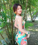 Colorful Spaghetti Straps Backless Sheath Mini Dress Summer Seaside Dress Women Dress Dating Dress HZ0319