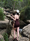 Holiday Style Halter Backless Fold Skirt Party Dress Drape dress Summer Dress Women Dress HZ0319