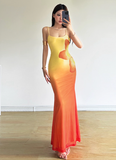 Holiday Style Spaghetti Straps Gradient Slim Fit Printing Seaside Dress Women Dress Dating Dress HZ0319