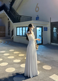 Elegant Lace V-neck Pleated Slim Fit Long Skirt Women Summer Dress Dating Dress HZ0319