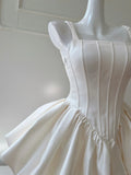 Cute Spaghetti Straps Suqare Neckline Lace-up Pleated Short Prom Dress Sweet 16 Dress Homecoming Dress HZ0319
