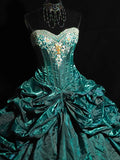 Gorgeous Sweetheart Neckline Crystal Pleated Tiered Tulle Beading Ball Gown Sweet 16 Dress Evening Dress HZ0319