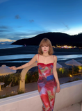 Pretty Spaghetti Straps Holiday Oil Painting Island Dress Long Skirt Women Summer Dress HZ0319