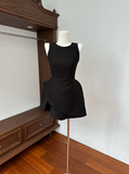 Minimalist Jewel Neck Black Short Asymmetrical Summer Dress Women Date Dress HZ0319