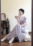 Elegant V-line Lace Hem Mermaid Long Dress Seaside Date Dress Women Summer Skirt HZ0319