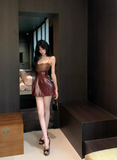 Sexy A Line Spaghetti Straps Lace Short Party Skirt Women Summer Vacation Date Dress HZ0319