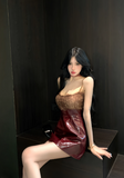 Sexy A Line Spaghetti Straps Lace Short Party Skirt Women Summer Vacation Date Dress HZ0319