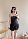Sexy A Line Black Spaghetti Straps Short Party Skirt Women Summer Vacation Seaside Date Dress HZ0319