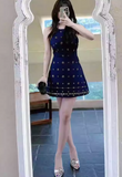 Pretty A Line Halter Print Short Date Skirt Women Summer Party Dress HZ0319