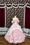 Sweet Off the Shoulder Handmade Flower Pleated Tulle Evening Dress Cocktail Dress Quinceanera Prom Dress HZ0319