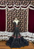Sexy Spaghetti Straps Embroidered Flower Sequins Beading Pleated Tulle Prom Dress Queen Dress Evening Dance HZ0319