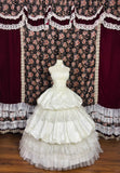 Elegant Strapless Embroidered Flower Beading Lace Pleated Tiered Ball Gown Quinceanera Dress Birthday Dress Prom Dress HZ0319
