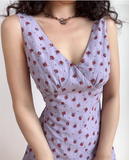 Vintage V-neck Printing Floral Lace up Short Skirt Summer Women Date Dress HZ0319