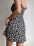 Versatile Spaghetti Straps Printing Floral Retro Short Skirt Summer Women Party Dress Date Dress HZ0319