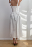 Minimalist Square Neck Lace up Long Skirt Vacation Casual Dress Women Summer Date Dress HZ0319
