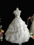 Sweet Sweetheart Neckline Flower Beaded Pleated Tiered Ruffle Ball Gown Evening Dress Quinceanera Dress Birthday Prom Dress HZ0319