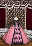 Elegant Black Pink Embroidered Rhinstone Ball Gown Quinceanera Dress Prom Dress Evening Dress HZ0319
