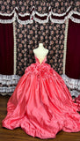 Sweet Strapless Handmade Flower Pleated Ball Gown Evening Dress Prom Dress Quinceanera Dress HZ0319