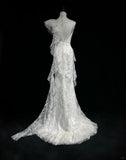 Elegant Asymmetrical Neckline Ruffle Pleated Floor Length Prom Dress Wedding Dress Evening Dress Party Dress HZ0319